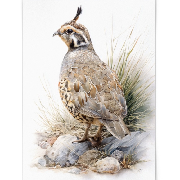 Watercolor Quail Wall Art Print, Unframed - Vibrant Nature-Inspired Home Decor - Picture 2 of 6